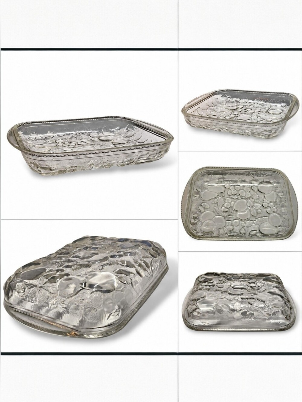 Vintage Libbey Orchard Fruit Embossed Casserole Baking Dish 9x12